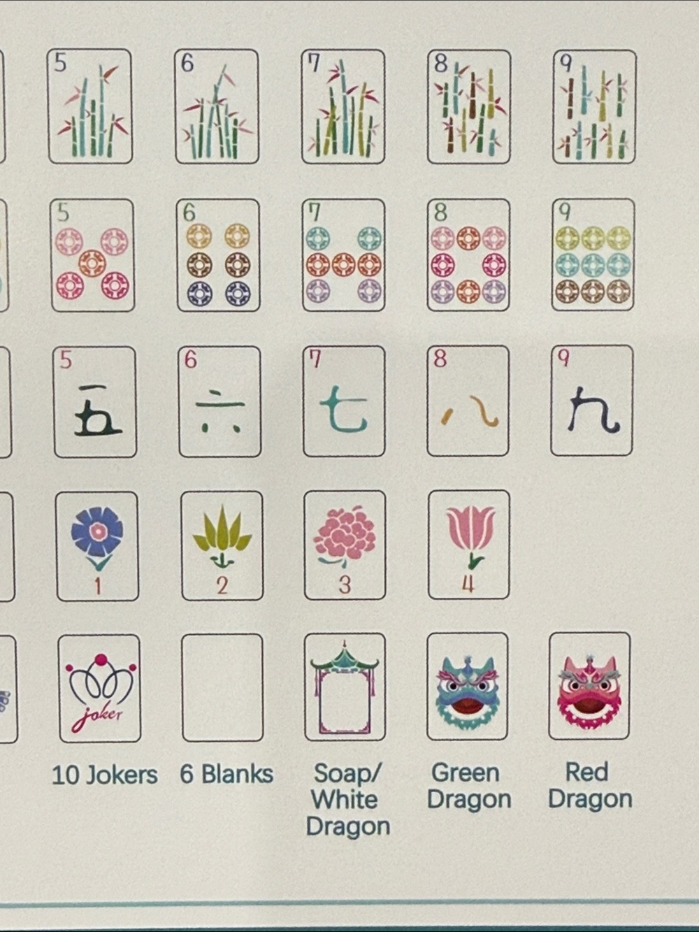 American Mahjong Tile Set - Multi-Color Designs - Picture 13 of 15